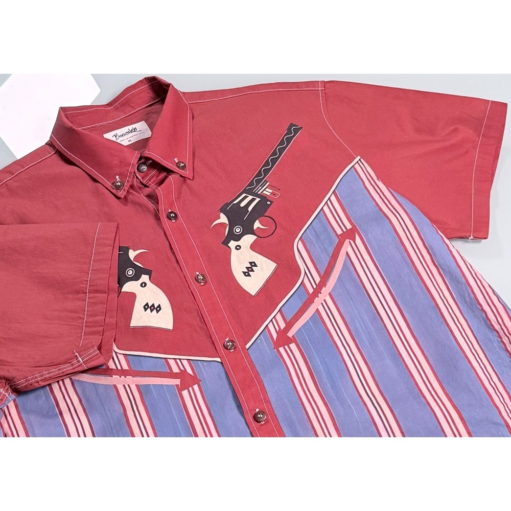 Boozelele Western Shirt Mens XL Button Down Retro Rockabilly Cowboy Core